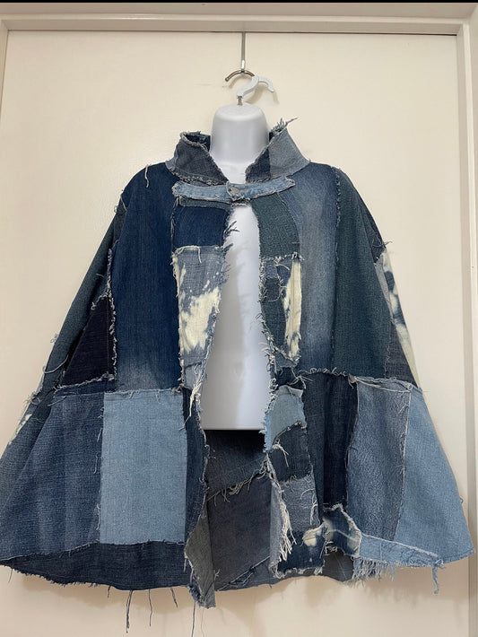 Reclaimed Denim Poncho