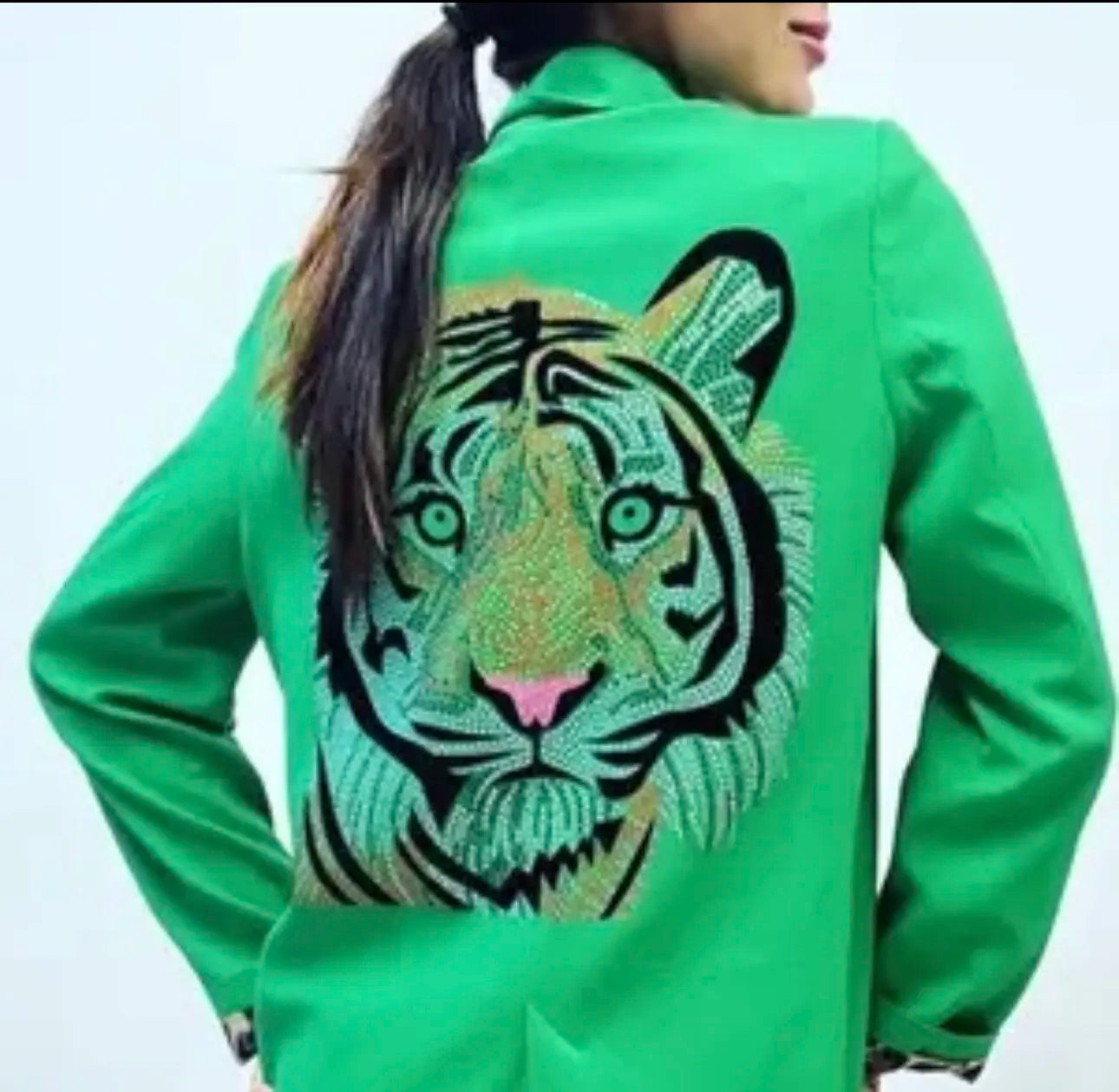 Tiger Blazer - Leopard Lined Green