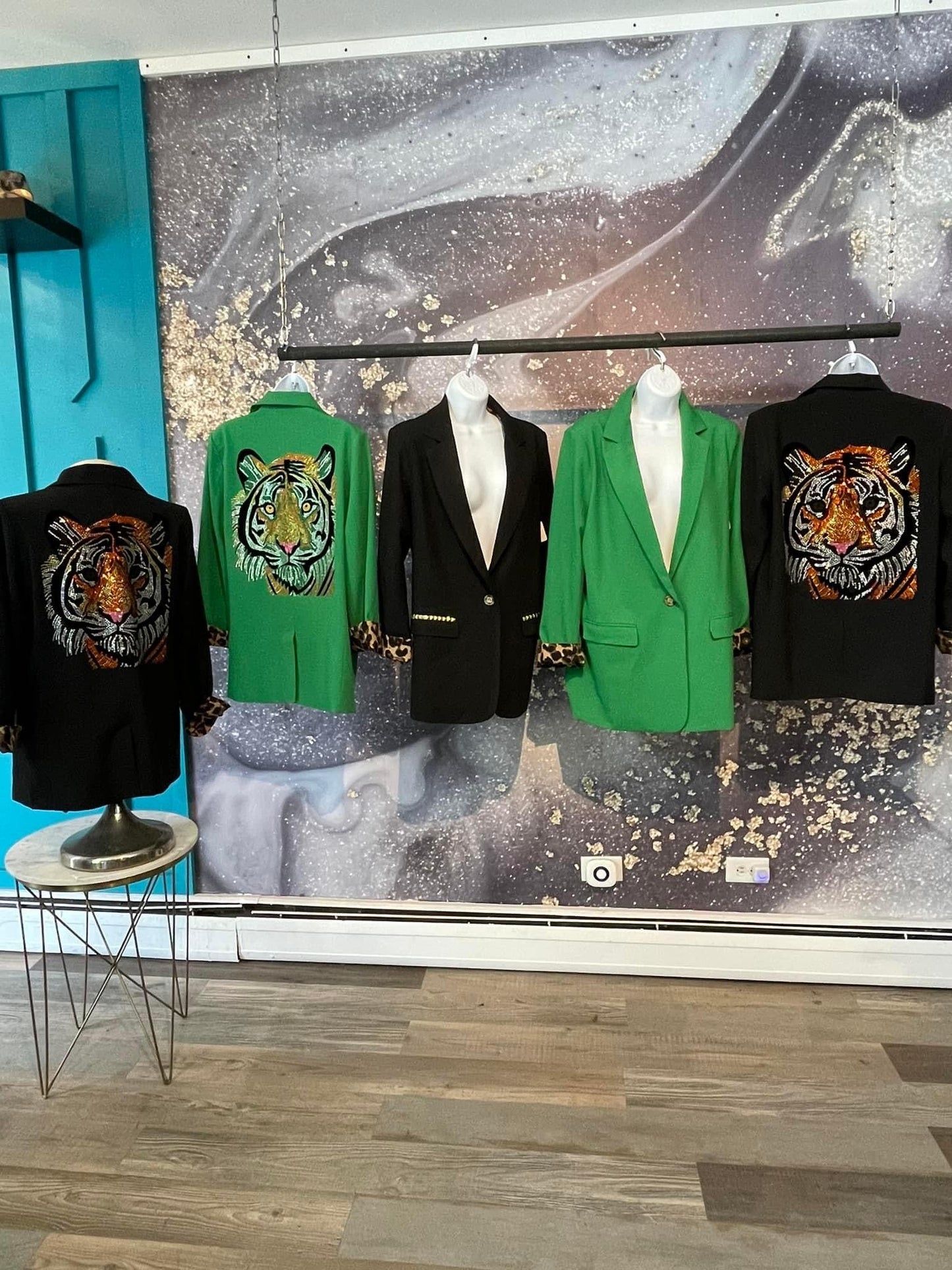 Tiger Blazer - Leopard Lined Green